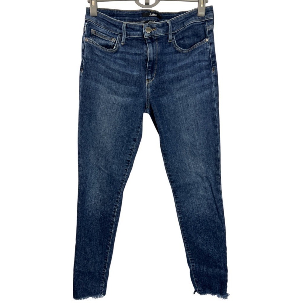 Sam Edelman The Kitten Mid Rise‎ Skinny Ankle Jeans Dark Wash Frayed Hem Size 10 - Picture 3 of 9
